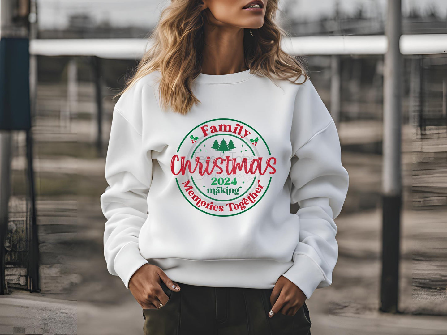 Family Christmas Sweatshirt - Adult Family At Christmas