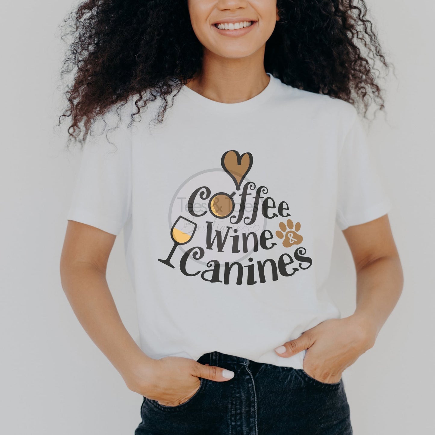 Coffee, Wine, Canines - T-shirt Adult