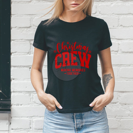 Christmas Crew Red Writing -Adult T-shirt