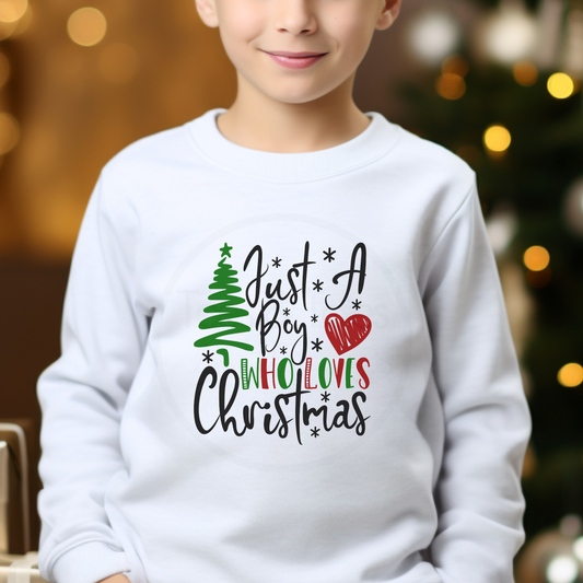 Just a boy who loves Christmas Sweatshirt - Childrens Sweatshirt