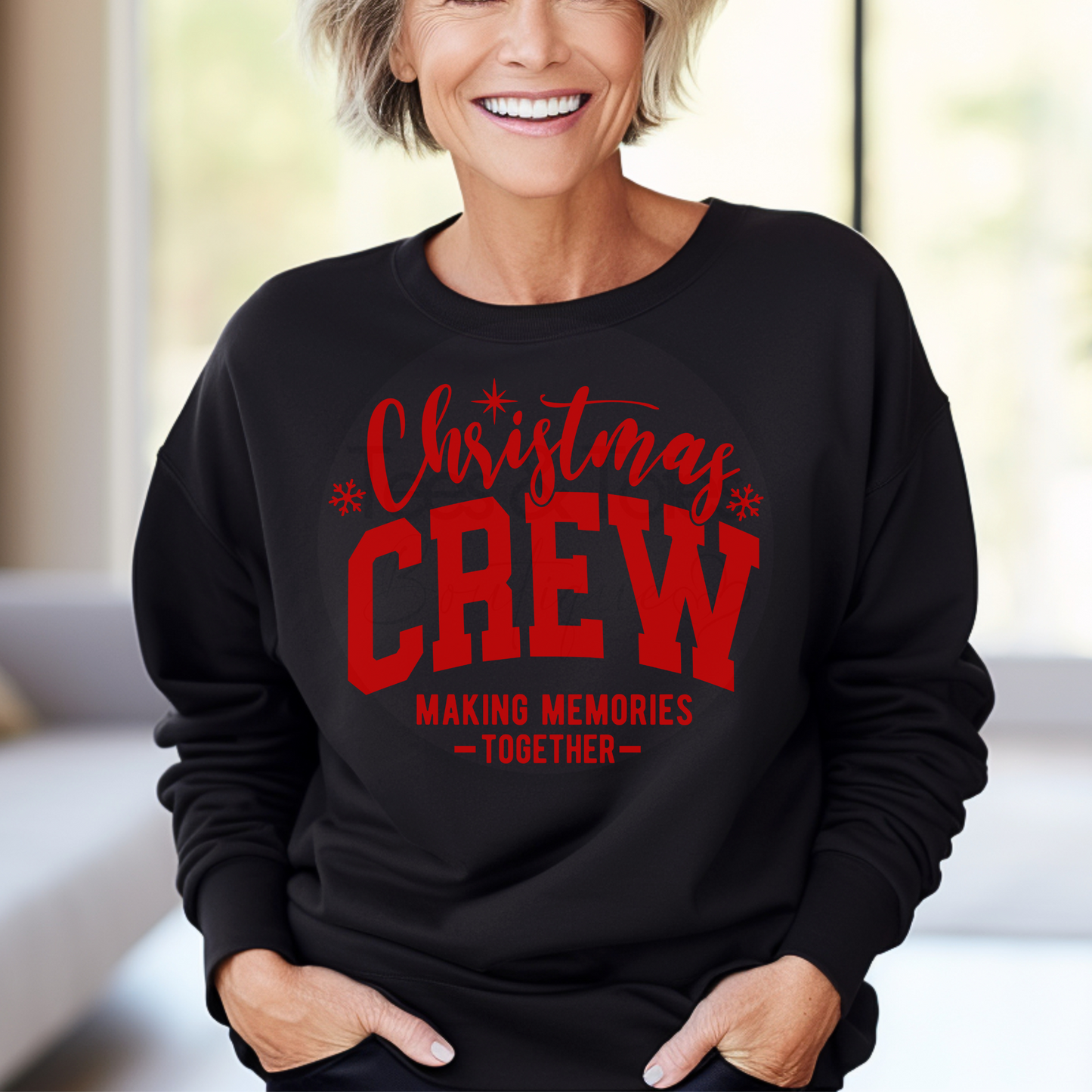 Christmas Crew Red Writing- Adult Sweatshirt